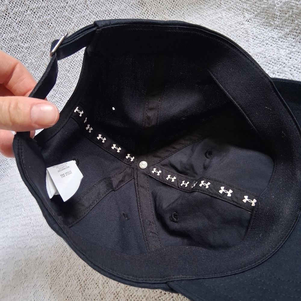 Under Armour Women's Black Hat Baseball Cap White Logo 100% Cotton - Picture 5 of 8